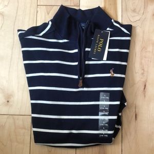 Ralph Lauren 3 quarter zip, mock neckline 100% cotton. New w tags. Lg 14/16